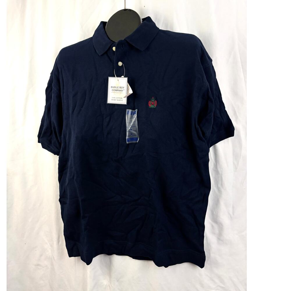 Bugle Boy Company Navy Polo Shirt Mens Medium 100% Cotton NWT‎